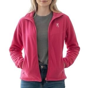 Browning Hot Pink Fleece Full Zip Jacket Buckmark Logo Size XL